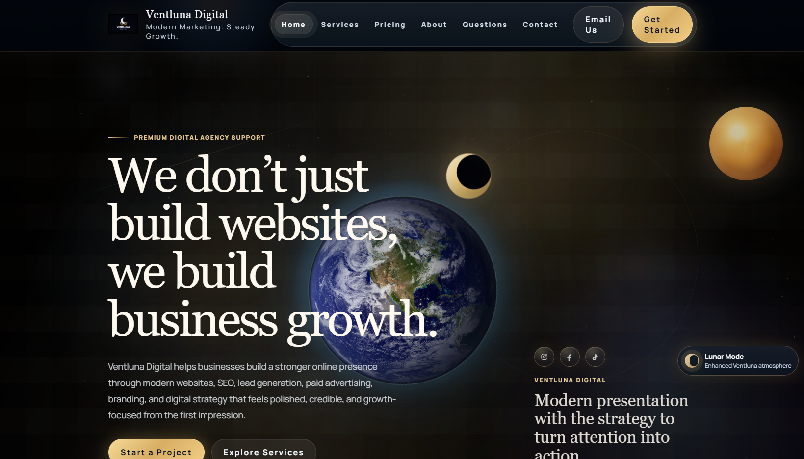 Desktop website mockup