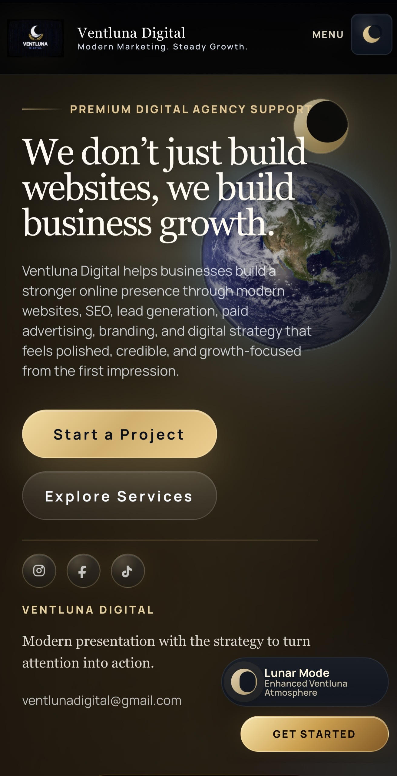 Mobile website mockup